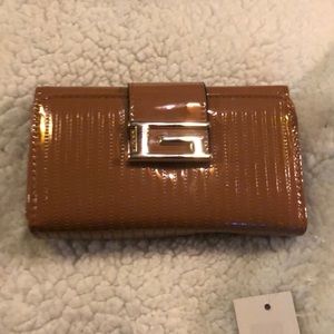 Faux Leather Tan And Gold Wallet